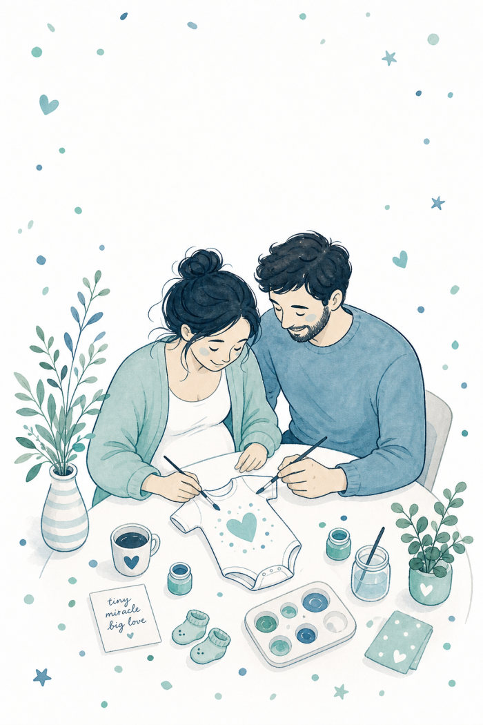 Painting Love — minimal style new baby greeting card