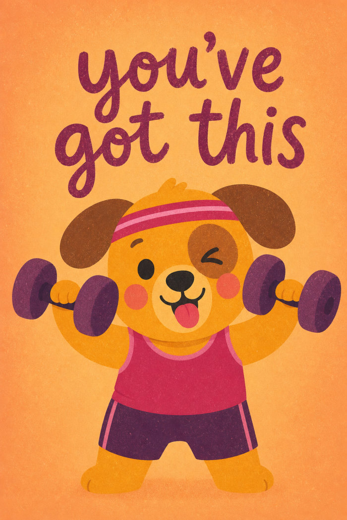 Workout Pup — colorful style encouragement greeting card