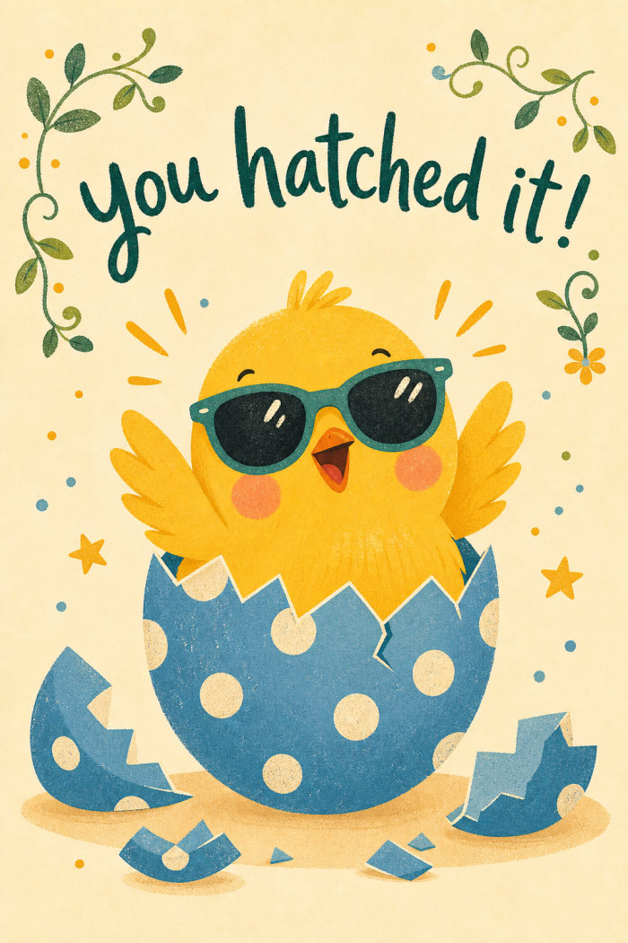 Cool Chickadee — colorful style congratulations greeting card