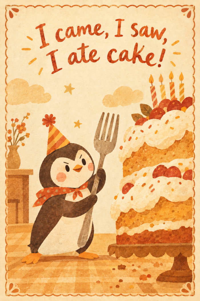 Cake Conquest — birthday greeting card