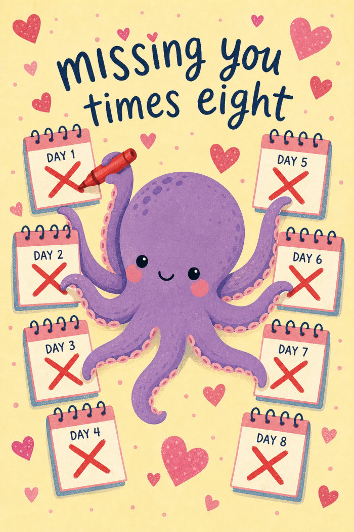 Busy Octopus — colorful style miss you greeting card