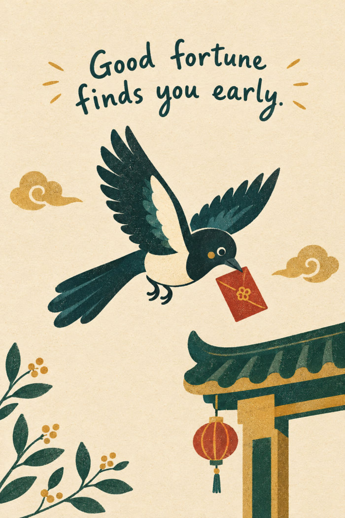 Swooping Fortune — minimal style lunar new year greeting card