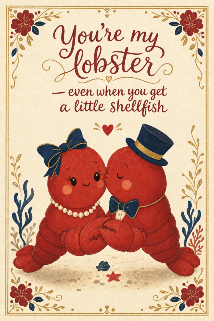 Loving Lobsters — elegant style valentine's day greeting card