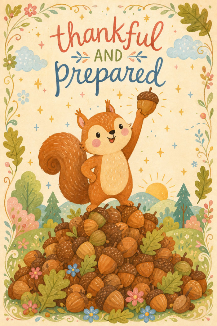 Squirrel Acorns thanksgiving card