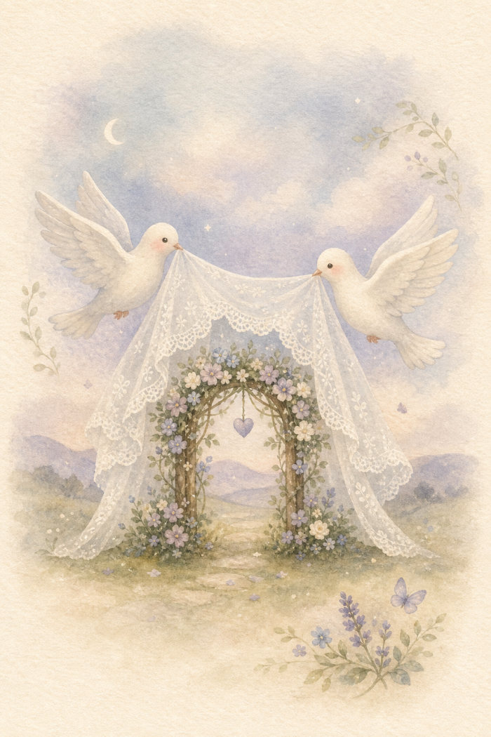 Dove Veil — calm style wedding greeting card