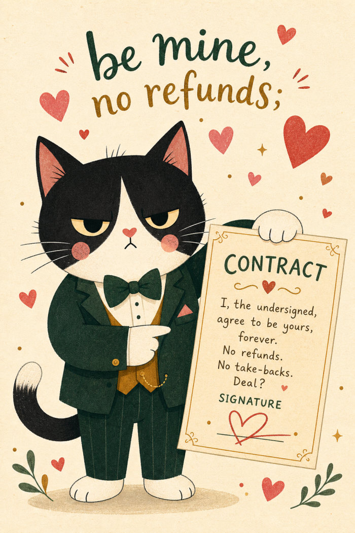 Formal Feline — colorful style valentine's day greeting card