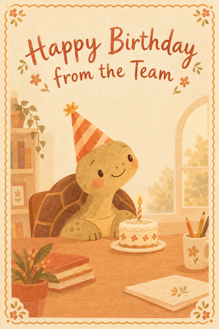 Turtle Party — birthday greeting card