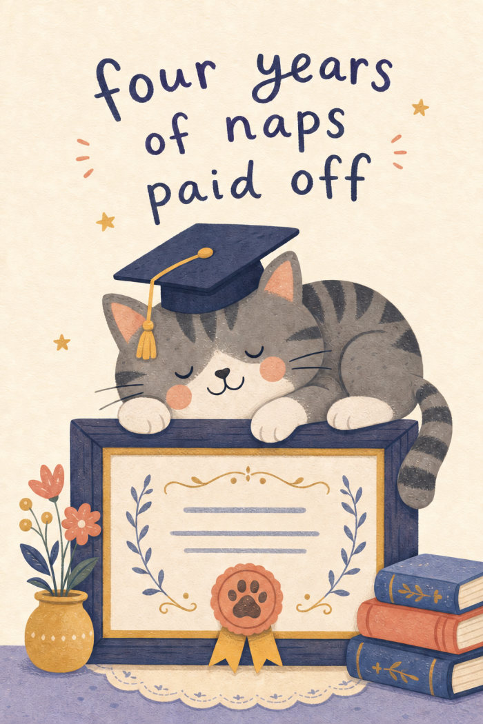 Sleepy Graduate — graduation greeting card