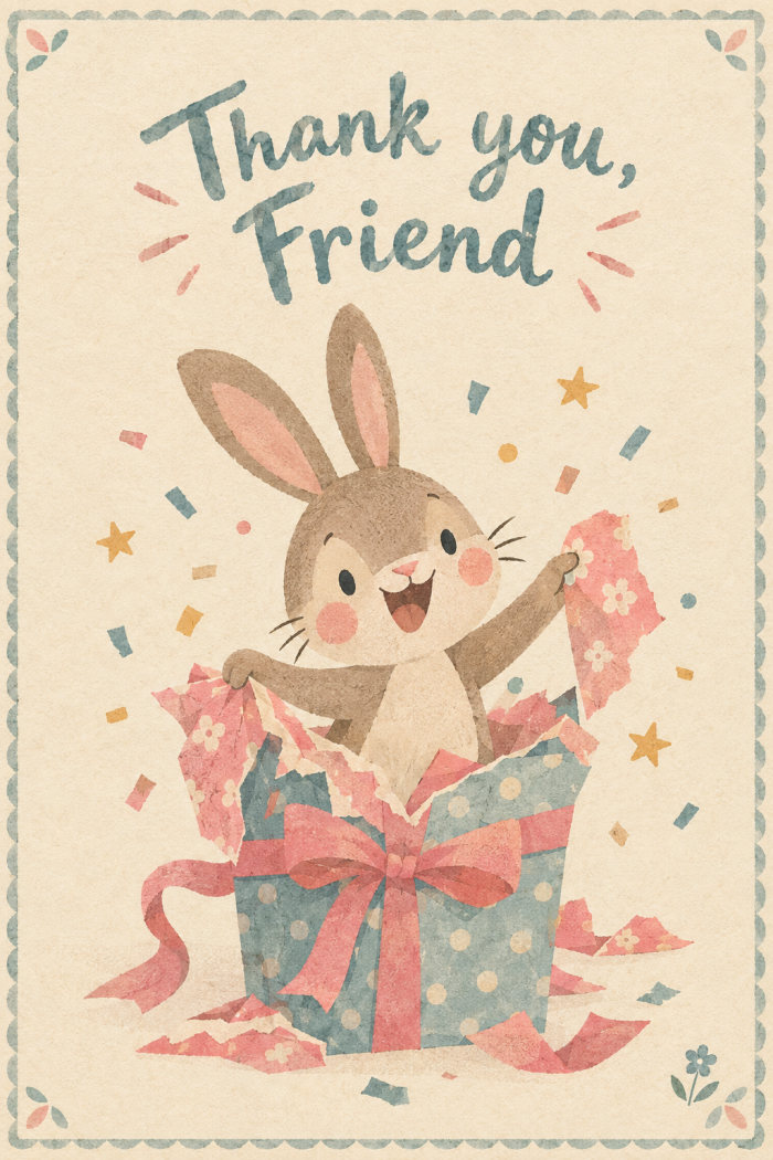 Surprise Rabbit — thank you greeting card