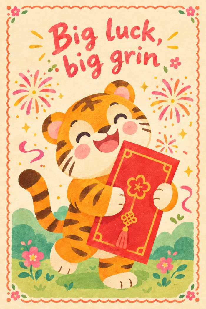 Happy Tiger — cartoon style lunar new year greeting card