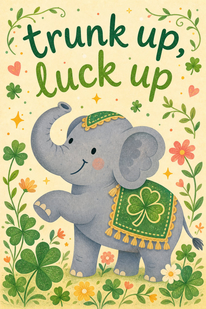 Lucky Elephant — colorful style good luck greeting card