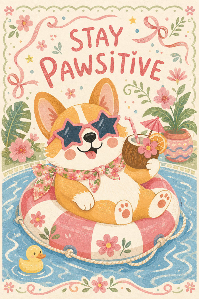 Chill Corgi — cartoon style encouragement greeting card