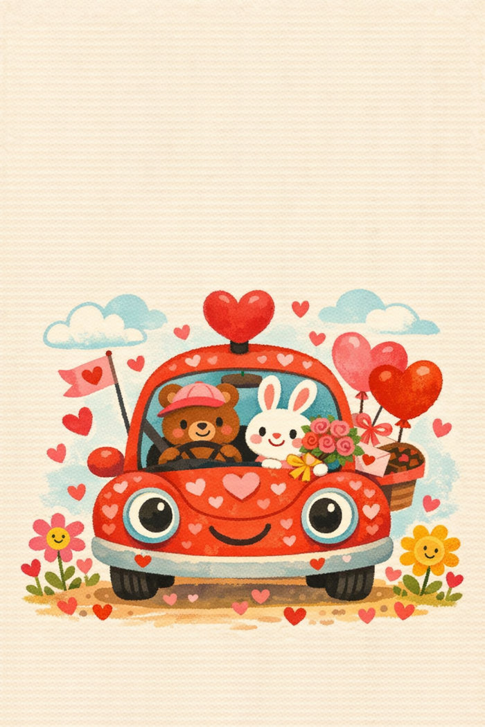 Playful Hearts — cartoon style valentine's day greeting card