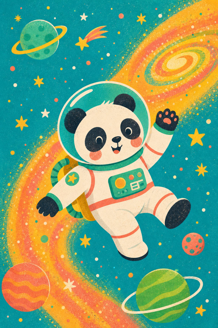 Cosmic Panda — colorful style birthday greeting card