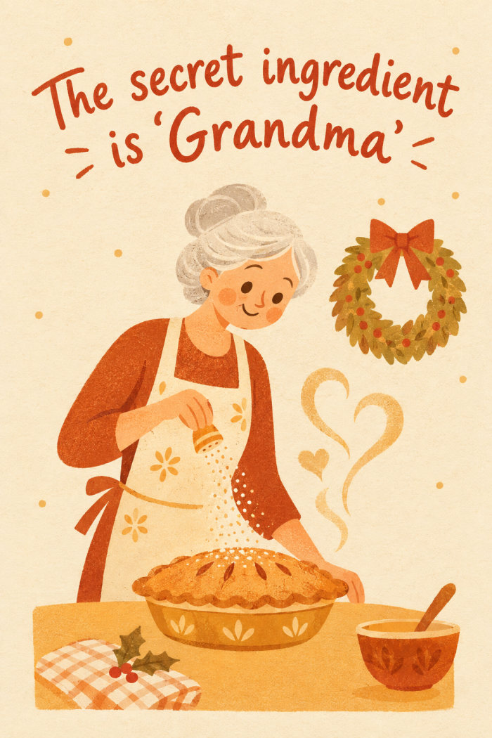 Grandma's Pie — christmas greeting card