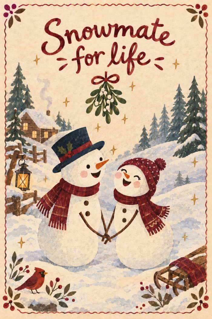 Snowy Romance — christmas greeting card