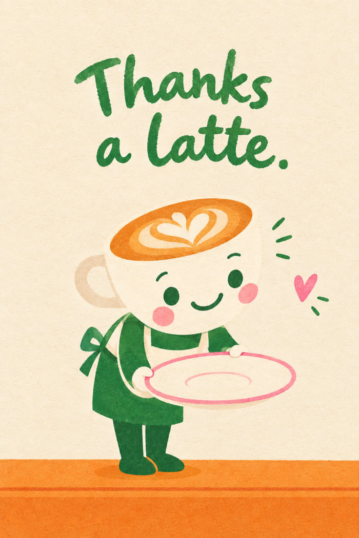 Latte Bow — thank you greeting card