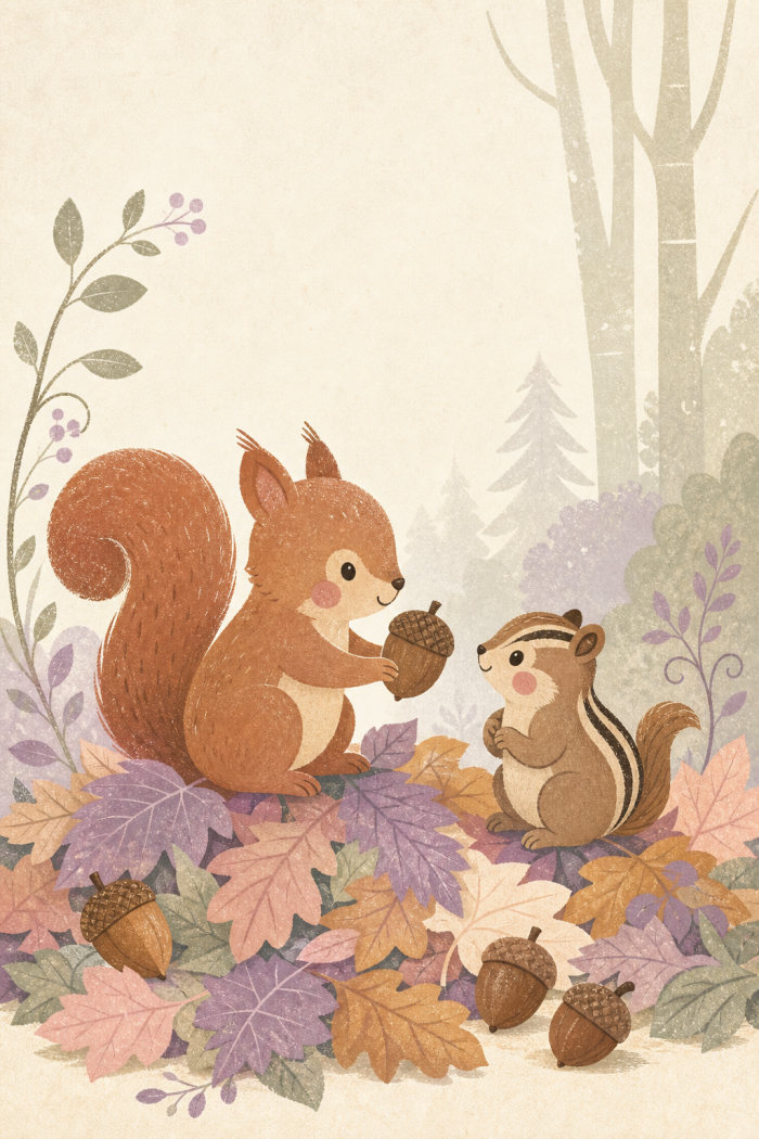 Nut Friends — calm style thanksgiving greeting card