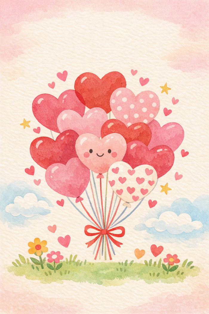 Balloon Bouquet — artistic style valentine's day greeting card