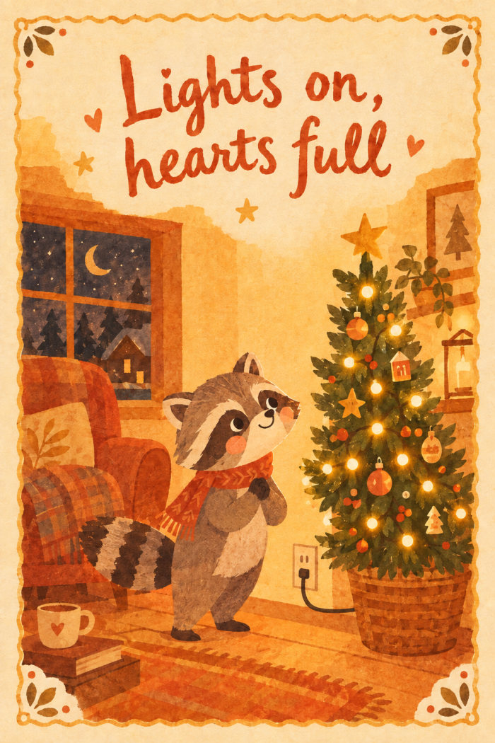 Raccoon Wonder — christmas greeting card