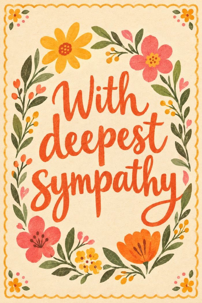 Sympathy Blooms — colorful style condolences greeting card