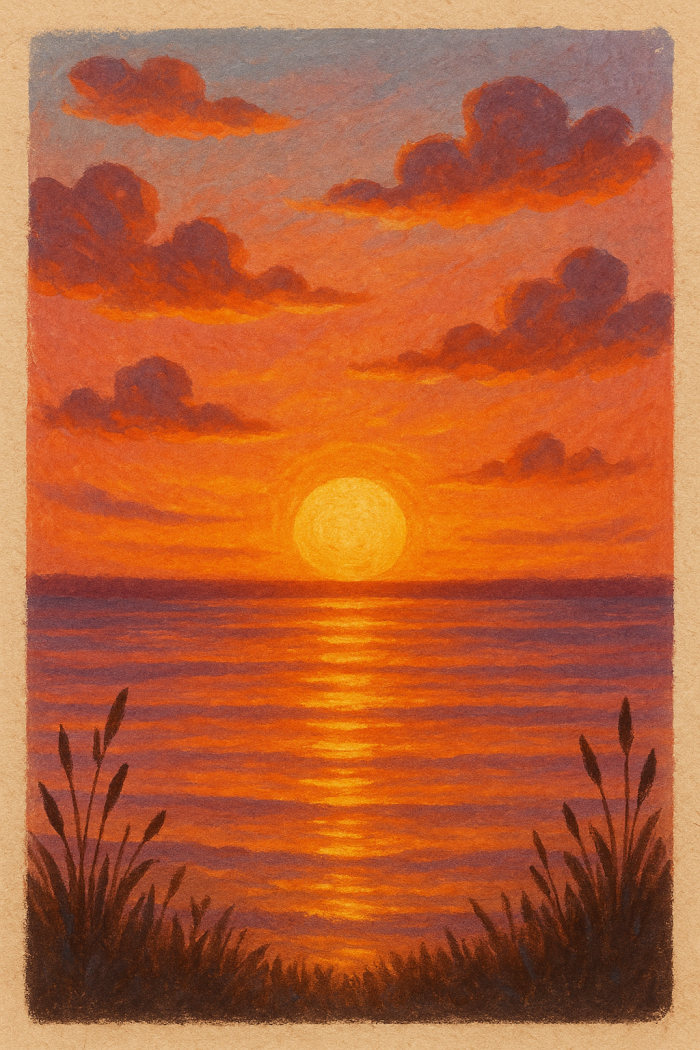 Love Sunset — artistic style love greeting card