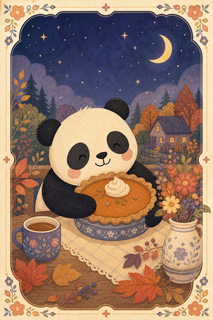 Panda Pie thanksgiving card