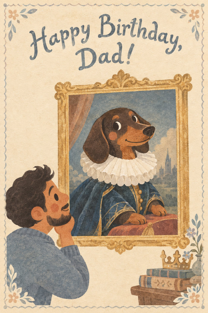 Duke Dachshund — birthday greeting card