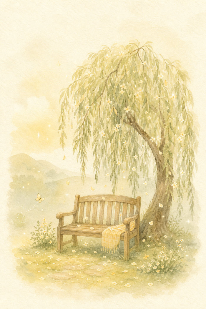 Willow Bench — artistic style condolences greeting card