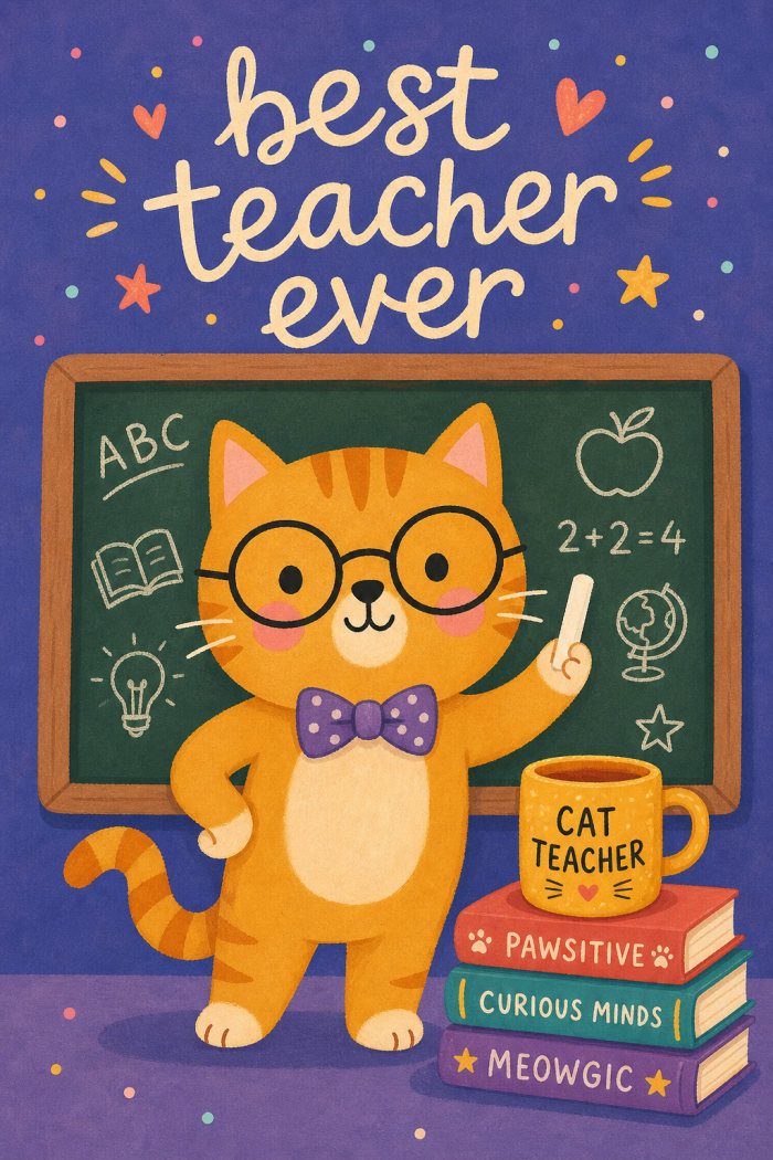 Smart Cat teacher appreciation card