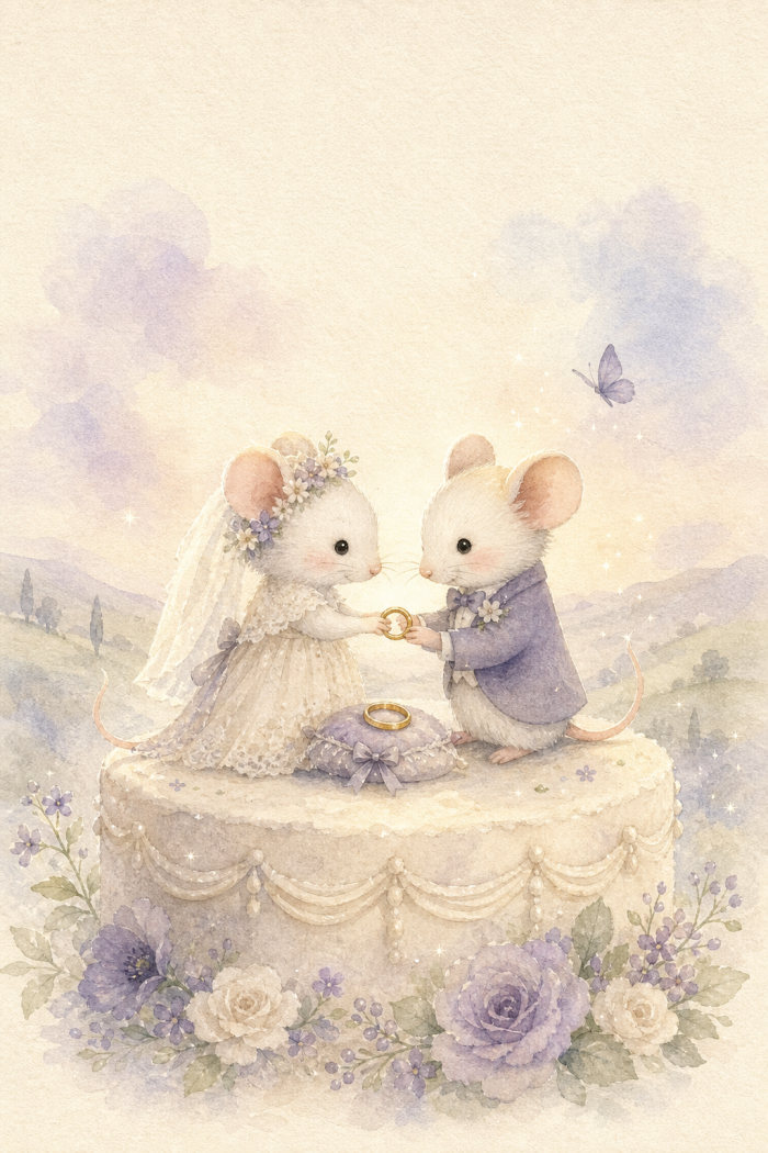 Wedding Mice — artistic style wedding greeting card