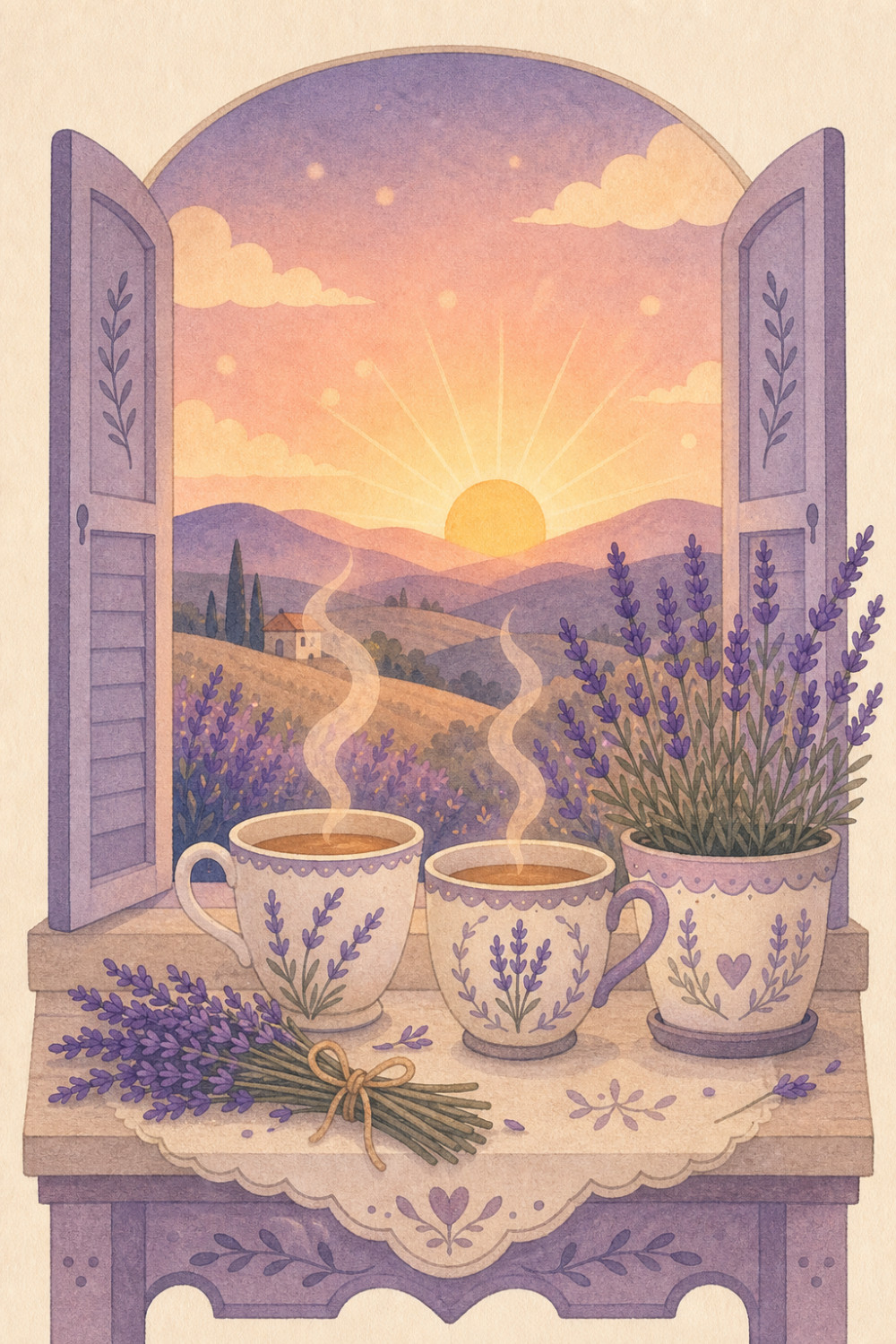 Morning Together — artistic style anniversary greeting card
