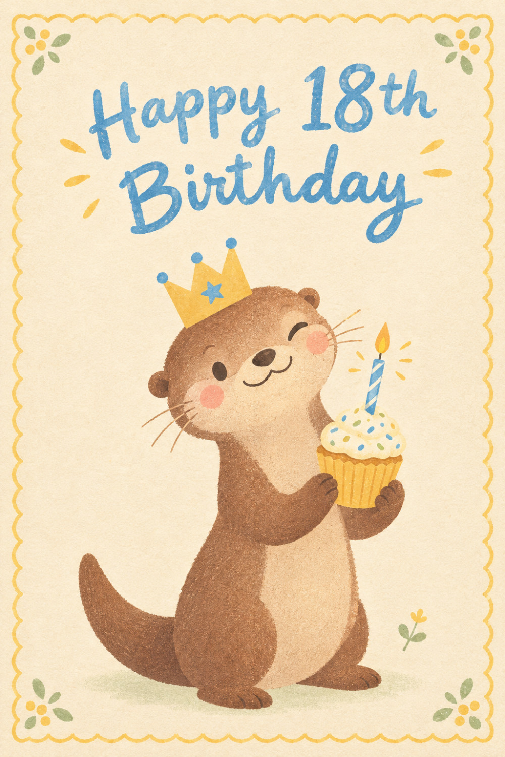 Crowned Otter — calm style birthday greeting card