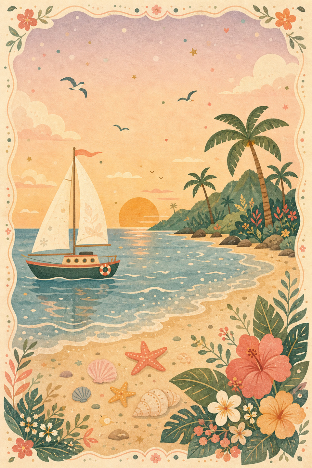 Seaside Starfish — artistic style anniversary greeting card