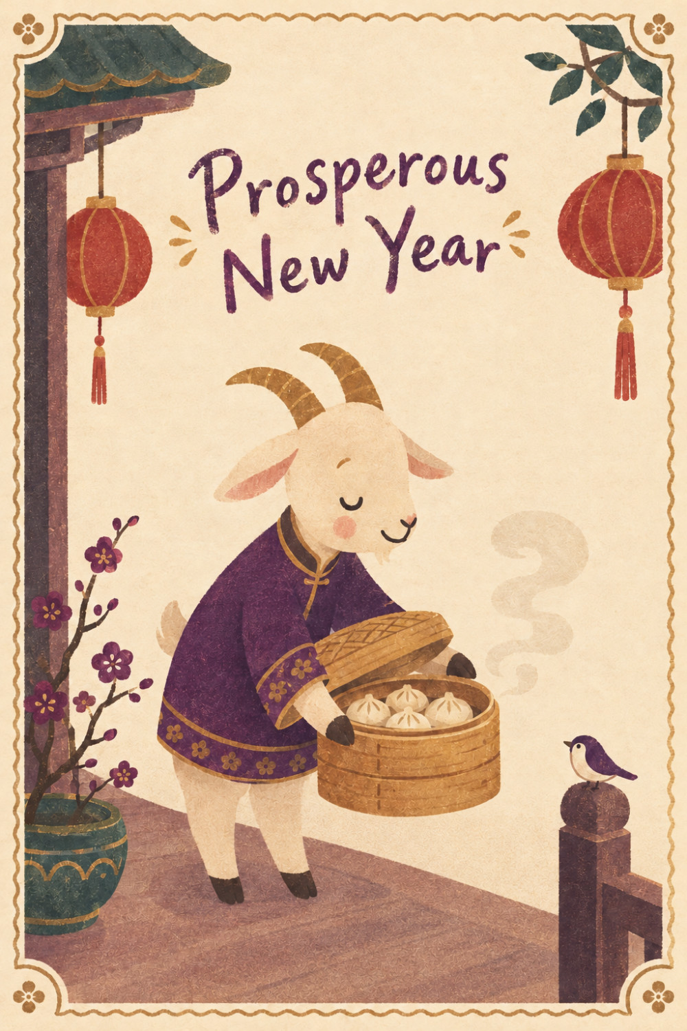 Dumpling Delivery — calm style lunar new year greeting card