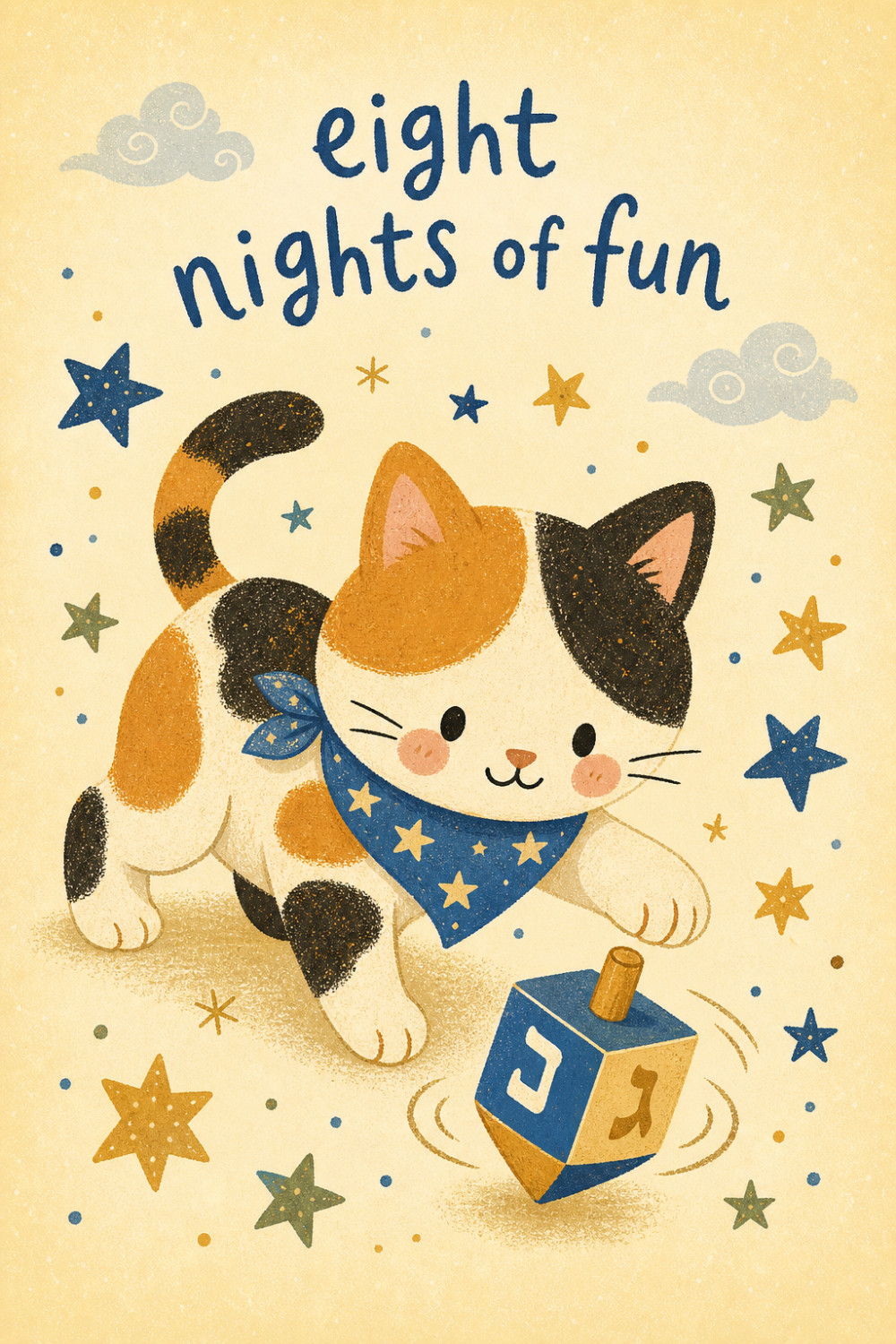 Playful Dreidel — colorful style hanukkah greeting card