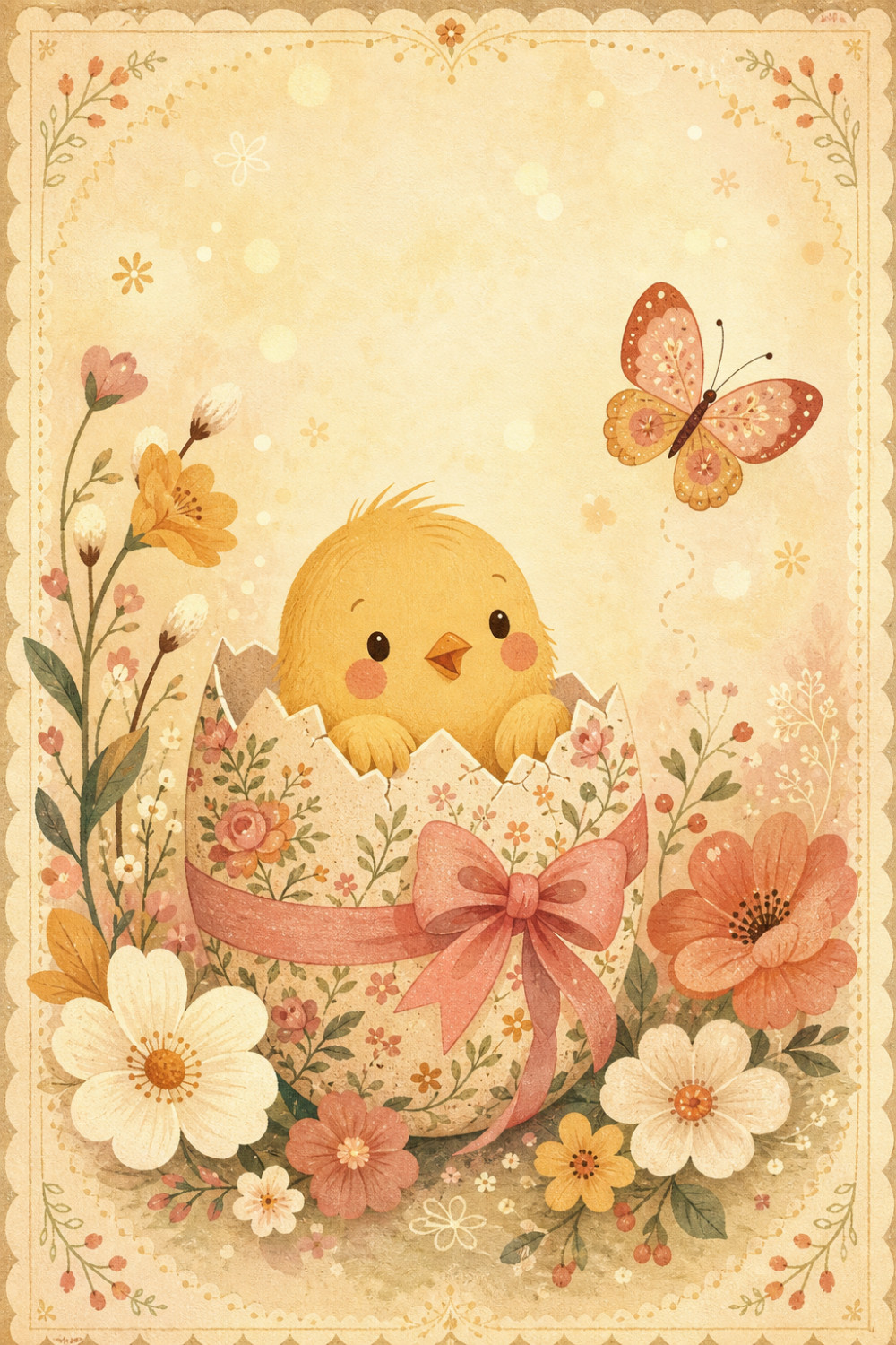 Chick Hatchling — artistic style easter greeting card