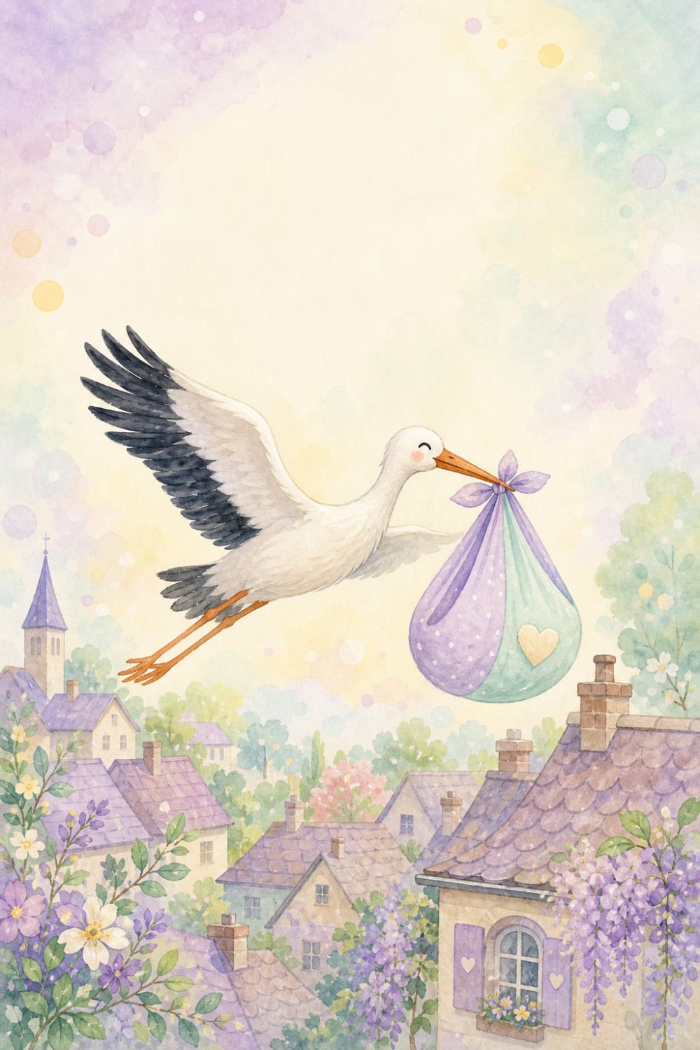 Stork Delivery — calm style new baby greeting card