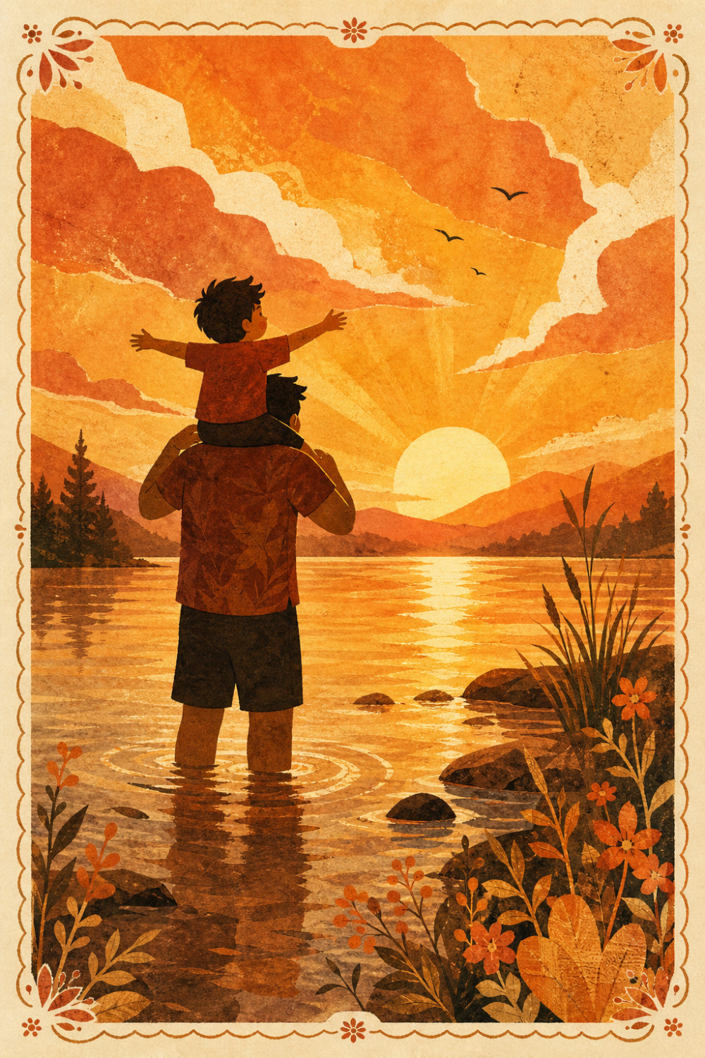 Sunset Journey — artistic style father's day greeting card