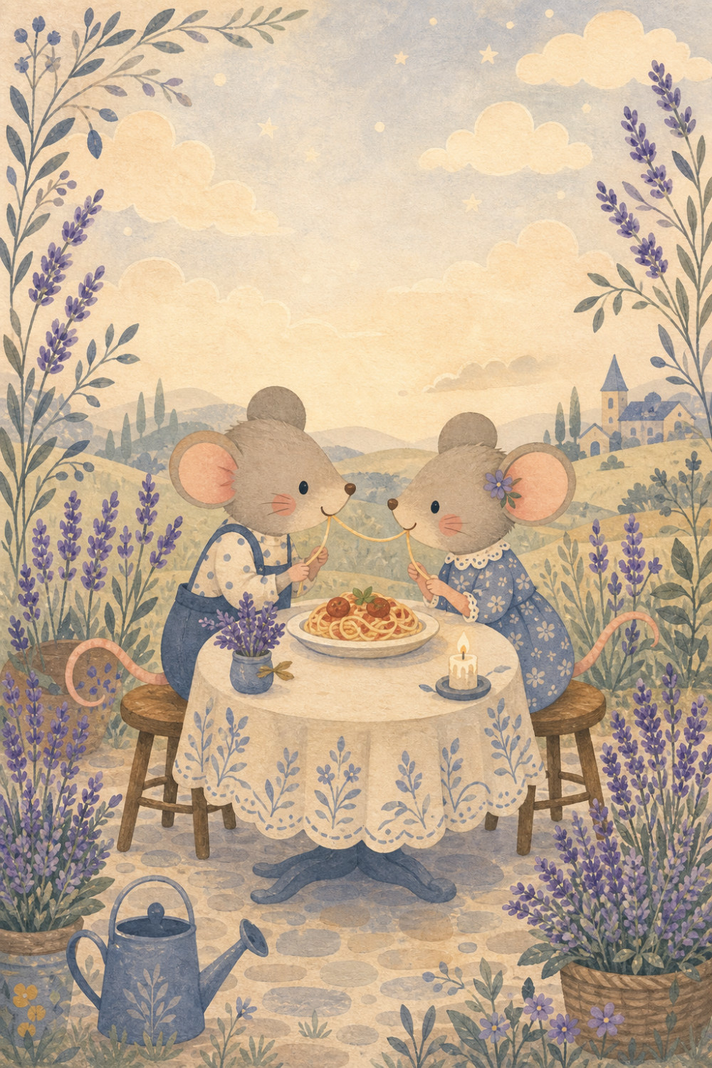 Spaghetti Date — calm style valentine's day greeting card