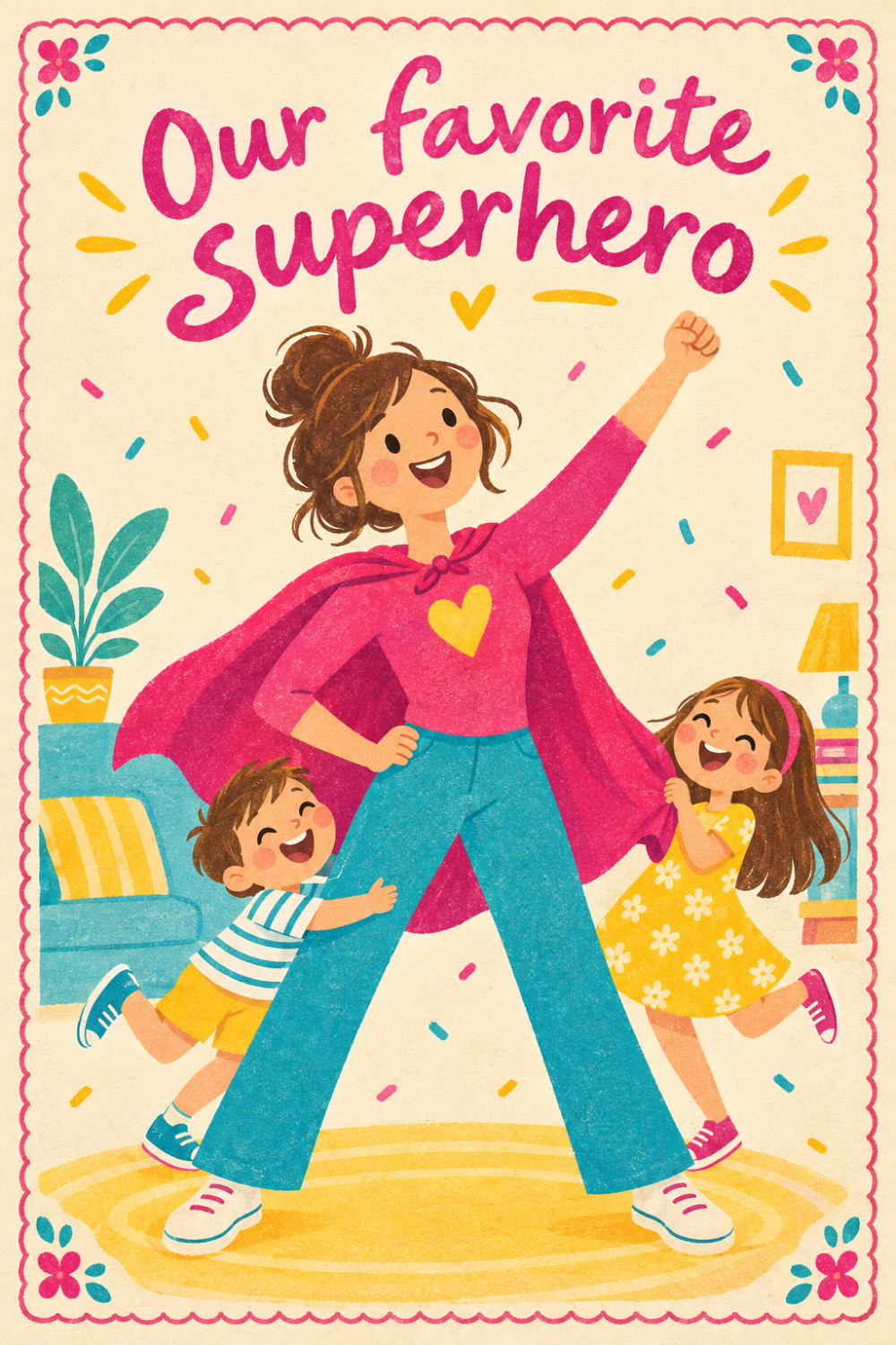 Mom Power — cartoon style birthday greeting card