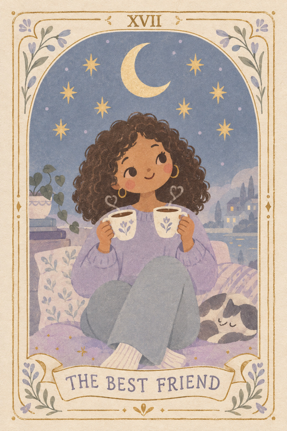 Moonlit Comfort — elegant style birthday greeting card