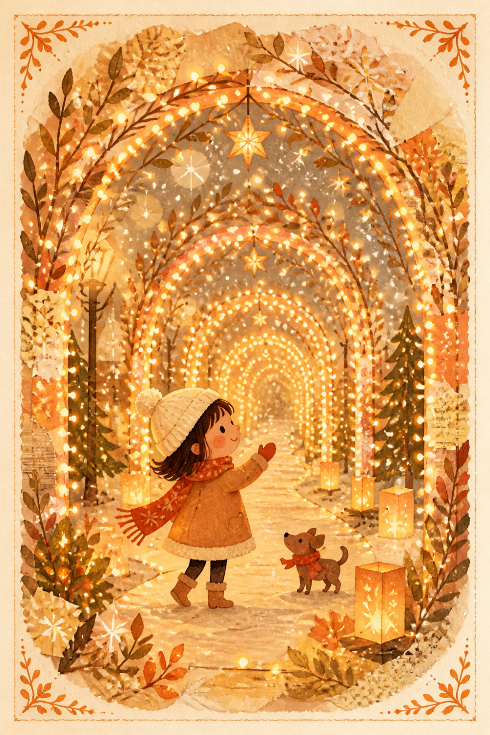 Winter Stroll — artistic style christmas greeting card