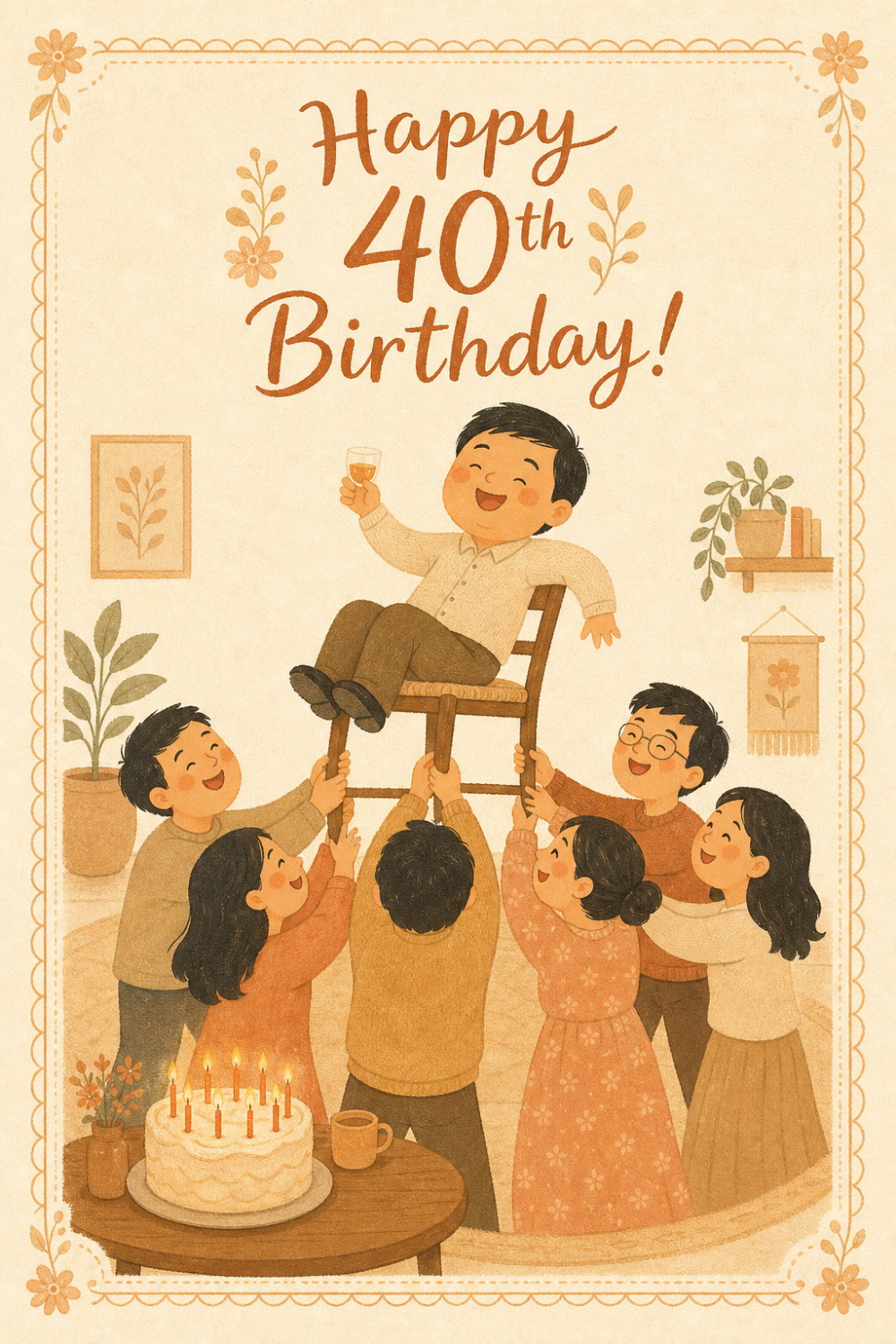 Chair Lift — calm style birthday greeting card