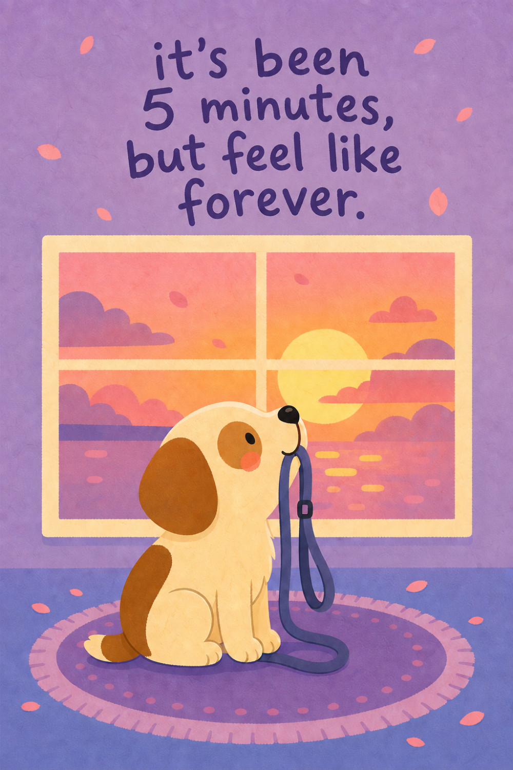 Waiting Puppy — colorful style miss you greeting card