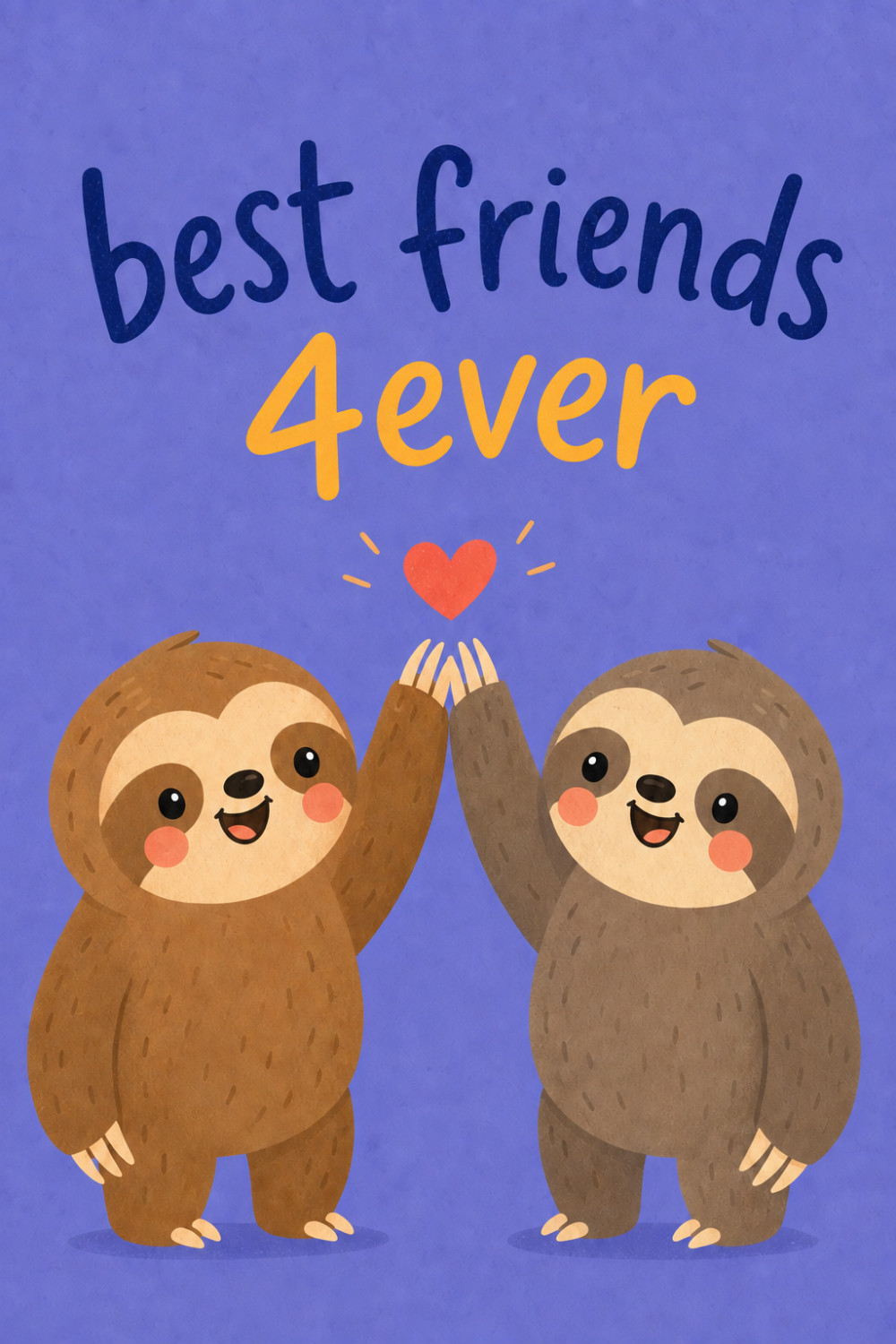 Smiling Sloths — colorful style friendship greeting card