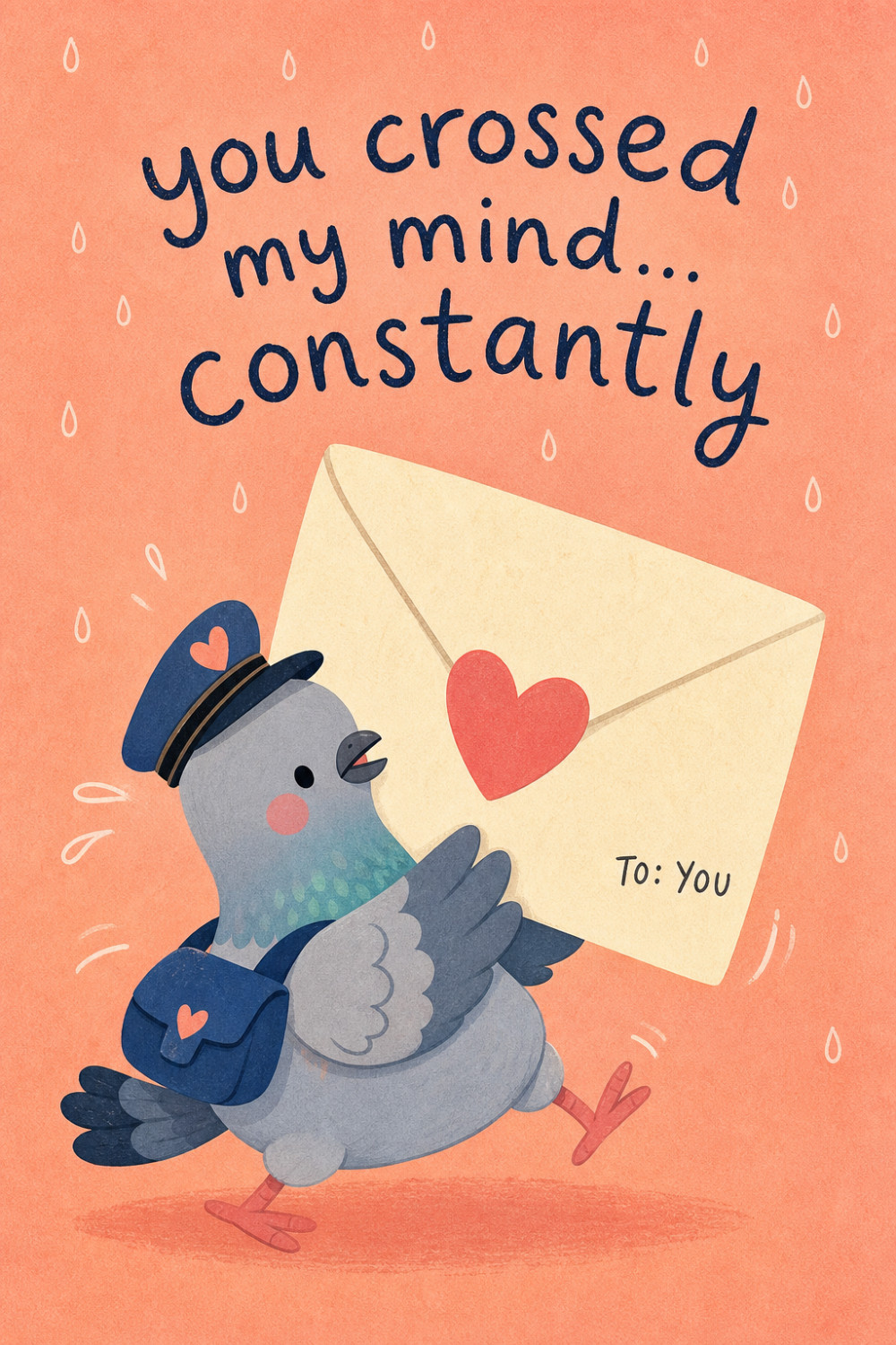 Pigeon Postman — colorful style thinking of you greeting card