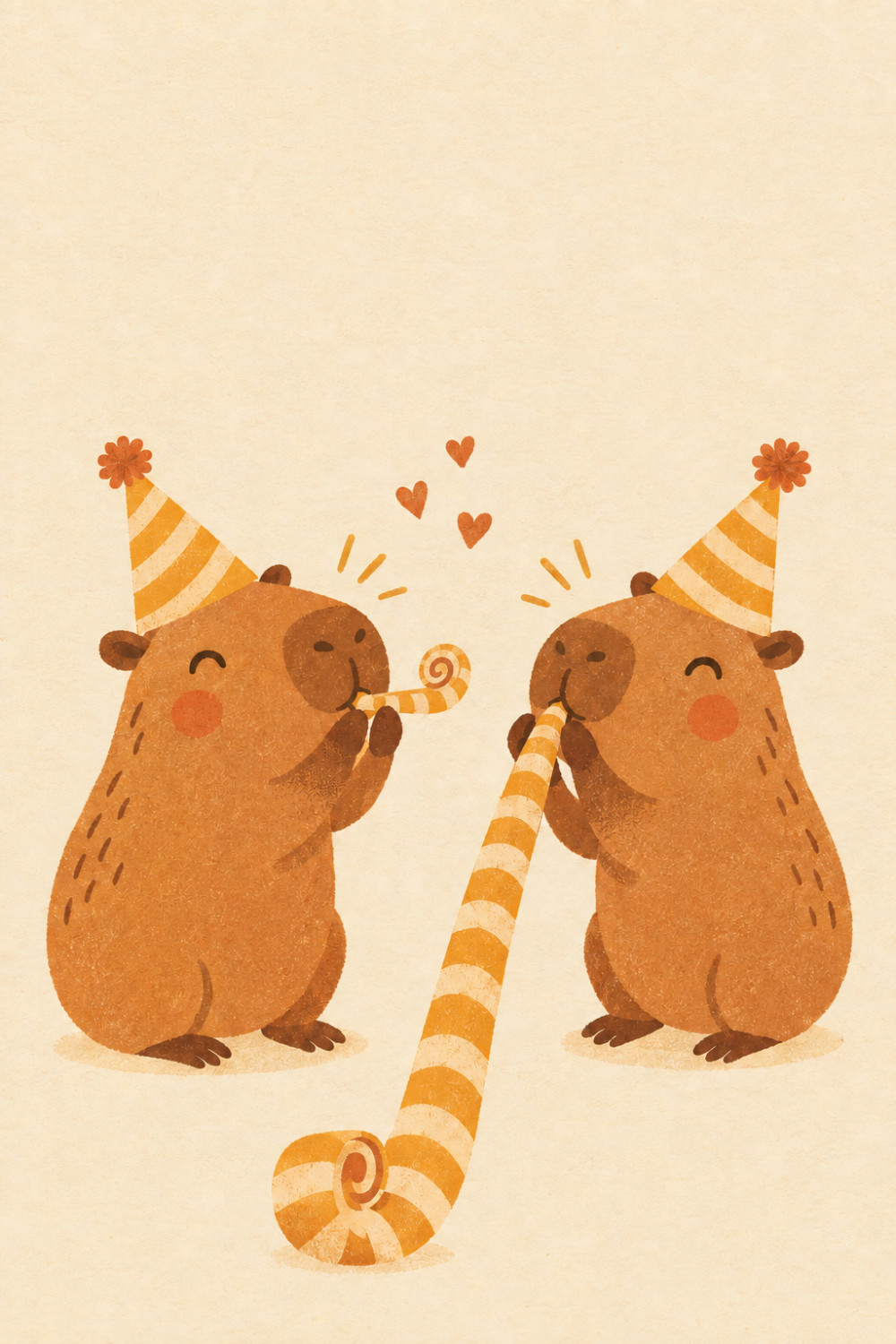 Capybara Party — minimal style birthday greeting card