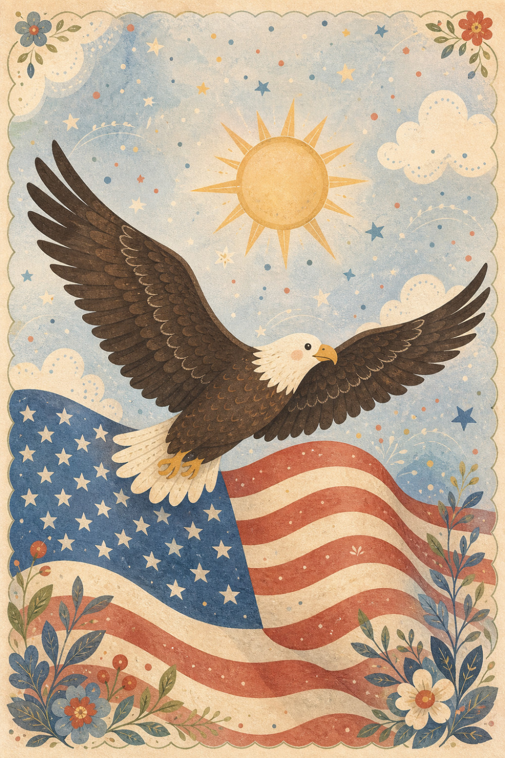 Soaring Eagle — artistic style 4th of july greeting card