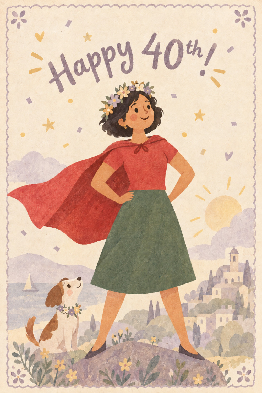 Flower Cape — calm style birthday greeting card